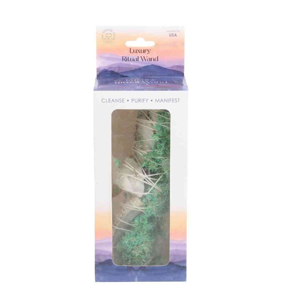 Something Different - 6in Ritual Wand with White Sage, Abalone and Quartz Smudge stick - Multicolours